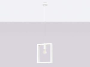 Miniatura 2 - Kovová lampa ramowa bílá z žárovkou dekorativní na šedém pozadí