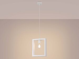 Miniatura 3 - Závěsná lampa s bílou rámem čtvercovou a teplým světlem žárovky